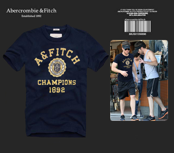 Abercrombie Fitch Hombres De Cuello Redondo Con Gente Fotos Corto Remera AF5718